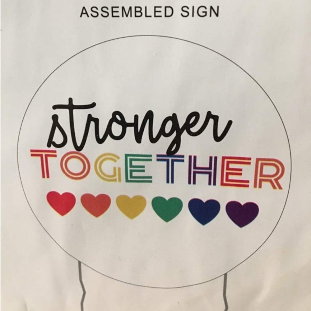 Pride Stronger Together Yard Display Sign Rainbow